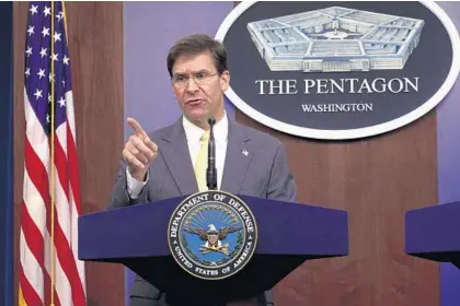  ?? ALEX WONG/GETTY ?? Secretary of Defense Mark Esper said the U.S. is deploying more troops to Saudi Arabia to protect key infrastruc­ture.