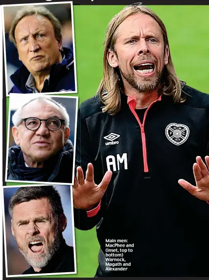  ??  ?? Main men: MacPhee and (inset, top to bottom) Warnock, Magath and Alexander