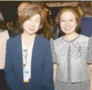  ?? ?? BDO chairperso­n Tessie Sy and Monetary Board Member Anita Aquino share their beautiful smiles.