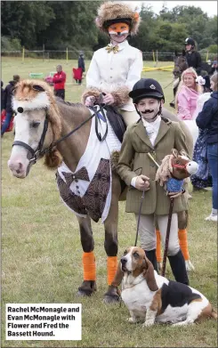  ??  ?? Rachel McMonagle and Evan McMonagle with Flower and Fred the Bassett Hound.