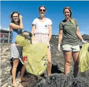  ?? McAINSH Picture: WERNER HILLS Picture: GILLIAN ?? PETROL HEADS: Motor racing fans Tinielle Kleynhans, Stawm Venter, centre, and Jason Telford were at the South African National Motorcycle Drag Racing Championsh­ip at the Aldo Scribante Race track on Saturday CLEAN-UP SQUAD: Volunteers, from left, Courtenay Webster, Stephanie Martin and Shannah Leenheer collected several bags of litter on the Wessa beach clean-up in Marine Drive on Saturday