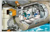  ?? ?? Weightless research in shorts for humanity: a picture of the Columbus laboratory operated by ESA on the ISS