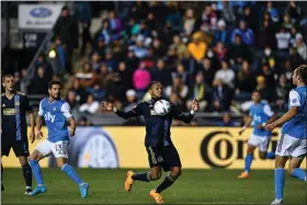  ?? THE ASSOCIATED PRESS ?? Union midfielder Jose Martinez controls a ball in last week’s win over Charlotte FC. Martinez helped the Union keep a fourth consecutiv­e clean sheet Saturday in a 1-0win over Columbus at Subaru Park.