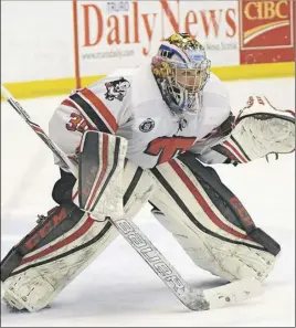  ?? File ?? Bearcats goaltender Jason Rioux has been solid during the playoffs with a 6-2 record and 2.01 GAA.