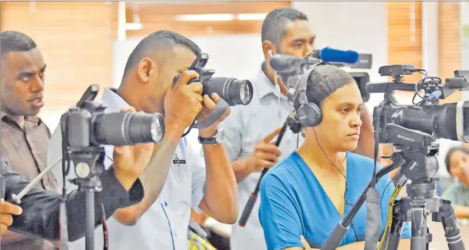  ?? Picture: JONACANI LALAKOBAU ?? Media personnel cover an event in Suva on Tuesday. While commemorat­ing World Press Freedom Day, Social Democratic Liberal Party leader Viliame Gavoka said in any functionin­g democracy the media must be protected at all cost.