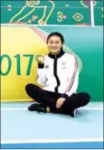  ?? AFP ?? Hong Kong hurdler Lui Lai-yiu poses with her gold medal for the women’s 60m hurdles during the 2017 Asian Indoor and Martial Arts Games in Ashgabat.