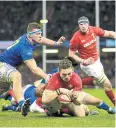  ?? REUTERS ?? Wales’ George North scores a try.