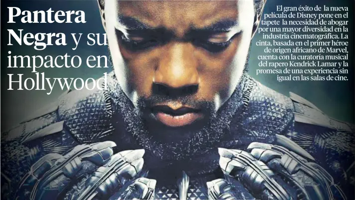  ??  ?? Chadwick Boseman protagoniz­a la entrega. Además, en el elenco está Lupita Nyong’o y Forest Whitaker, entre otros.