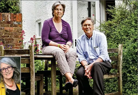  ??  ?? Growing support: Sir Tim Hunt with wife Professor Collins in their garden. Inset: TV academic Mary Beard