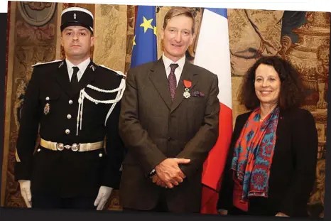  ??  ?? Award: Dominic Grieve receives the Legion d’honneur at the French residence in London in 2016 Medal: Dominic Grieve