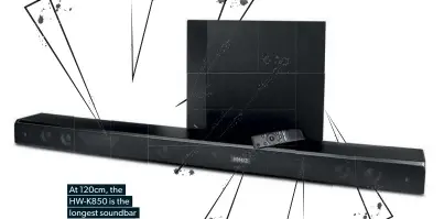  ??  ?? At 120cm, the HW-K850 is the longest soundbar in our group test