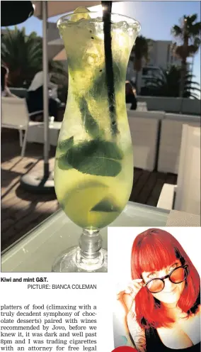  ?? PICTURE: BIANCA COLEMAN ?? Kiwi and mint G&amp;T.