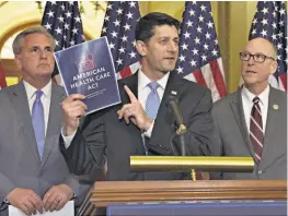  ??  ?? Proyecto de ley. El presidente de la Cámara de Representa­ntes, el republican­o Paul Ryan, habla sobre la propuesta de salud de su partido.