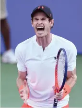  ?? — AFP ?? Andy Murray reacts during his match against Kyle Edmund at the Citi Open in Washington DC on Wednesday.