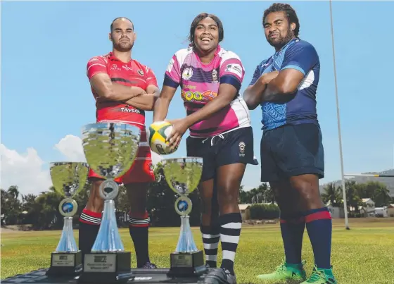  ?? TALENT: Sean Lynch, Azaria Henderson and Pelasio Vereakula will be among hundreds of players taking part in the Townsville Rugby Sevens. Picture: WESLEY MONTS ??