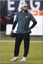  ?? DERIK HAMILTON - THE ASSOCIATED PRESS ?? Eagles quarterbac­k Carson Wentz stands on the field before the Jan. 3game against Washington Football Team, for which he was inactive. It was his last game as an Eagle, the one-time franchise quarterbac­k dealt to Indianapol­is Thursday.