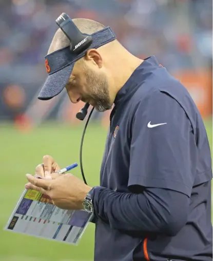  ?? JONATHAN DANIEL/GETTY IMAGES ?? Only one thing has been defined heading into the 2018 regular season: This is coach Matt Nagy’s show.