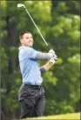  ?? Matthew Brown / Hearst Connecticu­t Media ?? Brett Shulick follows his shot off to the 14th tee during the Stamford Amateur Championsh­ip.