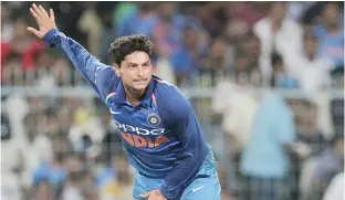  ??  ?? India’s Kuldeep Yadav bowls during the second One-Day Internatio­nal cricket match against Australia at Eden Gardens in Kolkata Thursday. (AP)