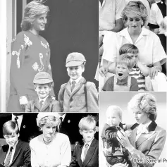  ??  ?? (Left) Some of Princess Diana’s special moments with her boys. • (Right) Diana and her boys in 1994.