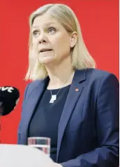  ?? KEYSTONE ?? La prima ministra svedese segue la Finlandia