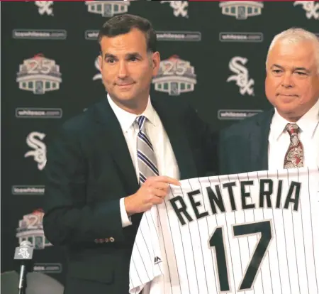  ?? | CHARLES REX ARBOGAST/ AP ?? General manager Rick Hahn ( left) and manager Rick Renteria aren’t going to win with what the Sox have now.