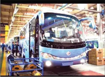  ??  ?? A bus under assembly at the Innoson car manufactur­ing plant in Nnewi