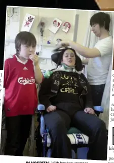  ?? ?? IN HOSPITAL With her two younger brothers Conner, left, and Craig