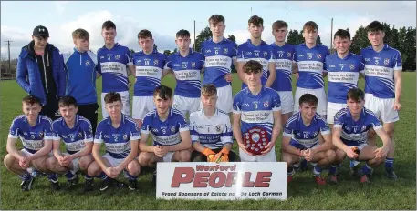  ??  ?? The victorious Oylegate-Glenbrien Minor football squad after Saturday’s shield win.