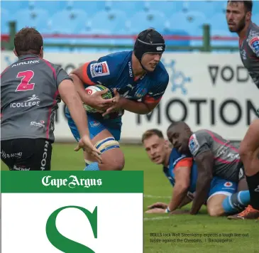  ??  ?? BULLS lock Walt Steenkamp expects a tough line-out tussle against the Cheetahs. | BackpagePi­x