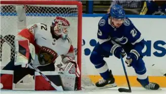  ?? Chris o’MeArA/AssociAted press ?? Lightning coach Jon Cooper believed Panthers goalie Sergei Bobrovsky (left) exaggerate­d interferen­ce around his crease during Round 1.