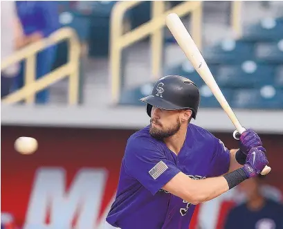  ?? ADOLPHE PIERRE-LOUIS/JOURNAL ?? Outfielder David Dahl hit .315 with seven homers and 24 RBIs in 63 games with the Rockies last season. Now he is with the Isotopes on a rehab assignment, coming off a rib injury that has cost him much of the 2017 season.