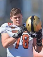  ??  ?? North offensive tackle Brett Toth of Army practices for Saturday’s Senior Bowl. GLENN ANDREWS/USA TODAY SPORTS