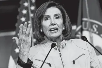  ?? J. SCOTT APPLEWHITE/AP ?? Speaker of the House Nancy Pelosi and Democrats are focusing on election security in the run-up to the 2020 election.