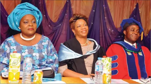  ??  ?? L-R Mrs.Shoyombo ,Mrs.Osime, CEO and Mr. Julius Ayuk-Tabe, the guest speaker , Assistant Vice President and Chief Informatio­n Officer at American University of Nigeria, at the 17TH graduation ceremony of Global Internatio­nal College, Lagos