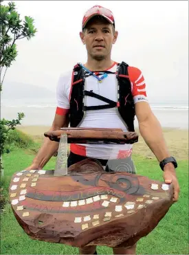  ??  ?? MR SANDMAN: Scott Hotham was first home in the main ultra-marathon 62km run at the Te Houtaewa Challenge on Saturday.