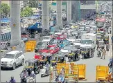  ??  ?? As cops increased nakabandi to nab violators, traffic snarls were seen on western express highway on Monday.