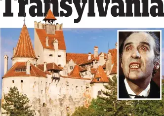  ??  ?? Dramatic setting: Bran Castle, and Christophe­r Lee as the vampire count