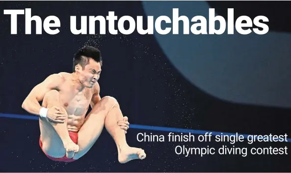  ?? — AFP ?? Peerless: China’s Cao yuan competes in the men’s 10m platform final.