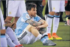  ?? Picture: GETTY IMAGES ?? NO MORE: A forlorn Lionel Messi following Argentina’s Copa America Centenario defeat at the hands of Chile