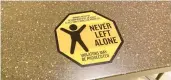  ?? EVAN JONES ?? A sticker on a table at Wind Creek Bethlehem’s food court reminds customers that they are prohibited from leaving their children unattended.