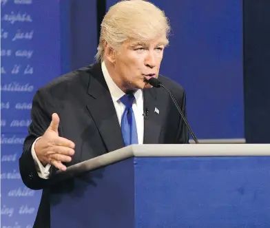  ?? WILL HEATH / NBC VIA THE ASSOCIATED PRESS ?? Alec Baldwin’s portrayal of Donald Trump on SNL is one of the reasons for the show’s improved ratings this season.