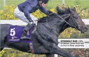  ??  ?? STRONGLY RUN Cliffs Of Moher came from last to first in Naas yesterday