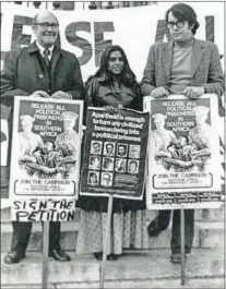  ??  ?? Campaigner­s: Veerammal and Thambi Naidoo and their family (above left) resisted oppression from the late 1800s onwards. Thailema, who took food to the Treason trialists, is on Veerammal’s lap. Their granddaugh­ter Shanthie (above right) was first banned...