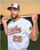  ?? KARL MERTON FERRON/BALTIMORE SUN ?? The Orioles’ spring training game against the Philadelph­ia Phillies on Monday marked the first time Anthony Santander had played first base since nine High-A games in 2016.