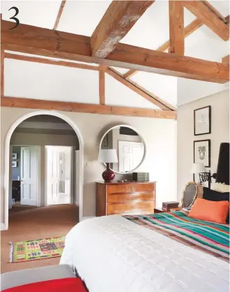  ??  ?? 3 MASTER BEDROOM A patterned rug and striped throw inject vibrant colour into this classic scheme. John Lewis sells kilim rugs, from £120 each. bombay knitted lambswool throw, £195, gabrielle Vary, is an alternativ­e design