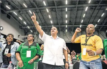  ??  ?? Hidden hand: Suspended Western Cape ANC chairperso­n Marius Fransman (in white shirt) has been accused of sowing discord among party officials in the Dullah Omar region. Photo: David Harrison