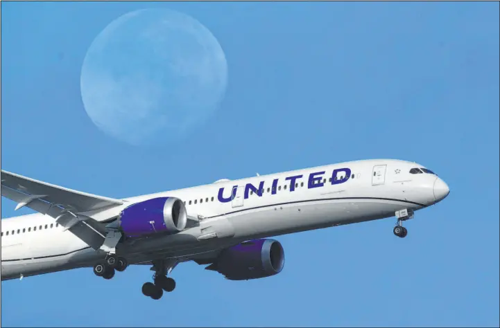  ?? The Associated Press file ?? United Airlines reported a $124 million loss in the first quarter of 2024, which it blamed in part on the grounding of its Boeing 737 Max 9 jets and other maintenanc­e issues.