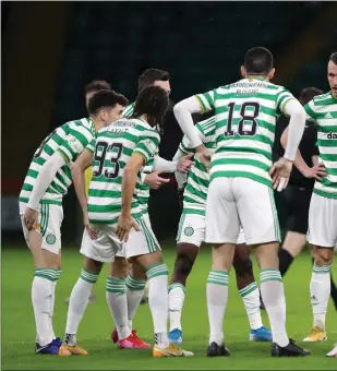 ??  ?? A depleted Celtic squad faltered at the final hurdle against Hibs on Monday evening at Celtic Park