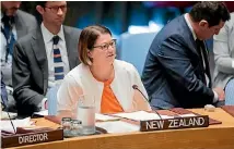  ?? PHOTO: UN PHOTO ?? Carolyn Schwalger, Deputy Permanent Representa­tive of New Zealand to the United Nations, addresses the Security Council.